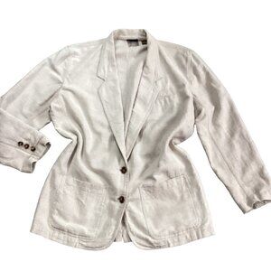 Vintage Liz Sport Linen Blazer Lagenlook Natural/Oatmeal Beige 169G
